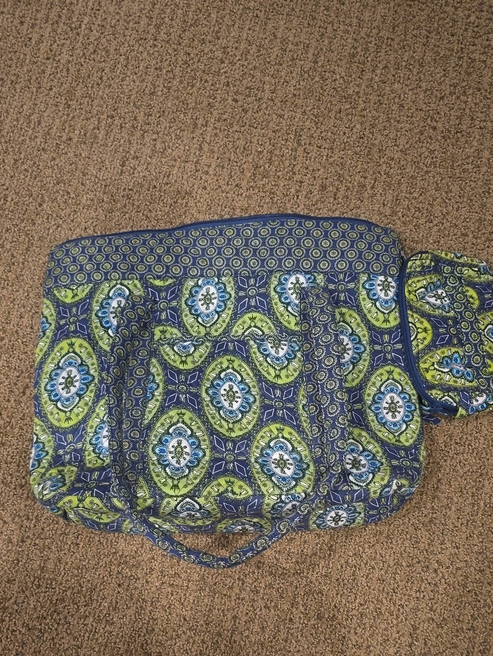 Blue and Green Paisley Quilted Tote